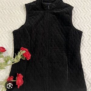Black Velvet vest with pockets, Basic Editions, 2X, EUC